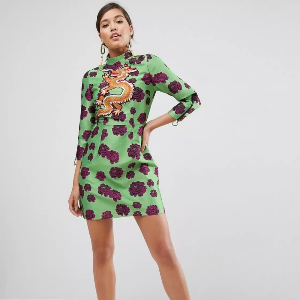 Asos Green Dragon Mini Dress